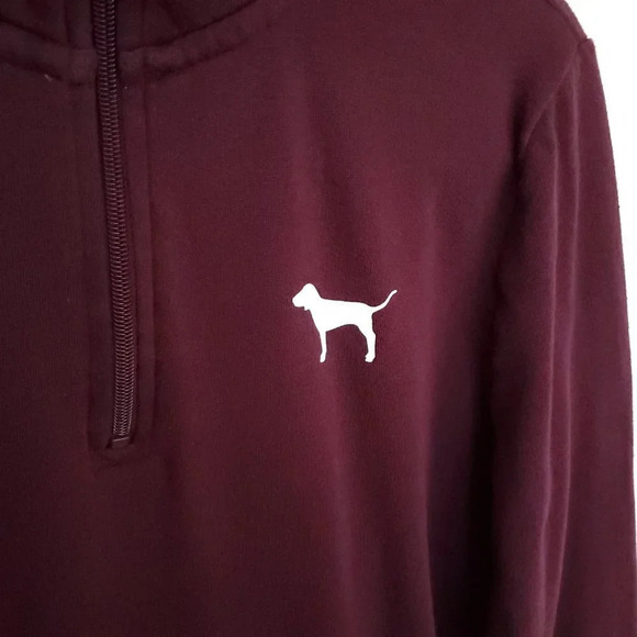 Pink Victoria's Secret Sweatshirt Small Burgundy Quarter Zip Cowl Neck Pullover - Picture 4 of 12